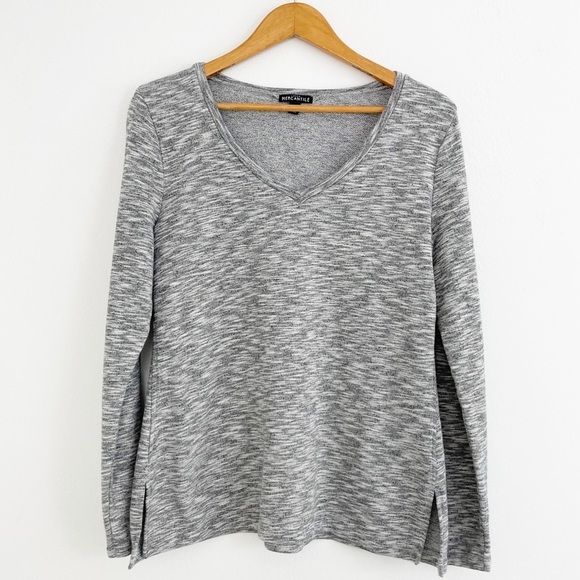 J. Crew Mercantile Gray V-Neck Tunic Sweatshirt Size Medium - Picture 1 of 15